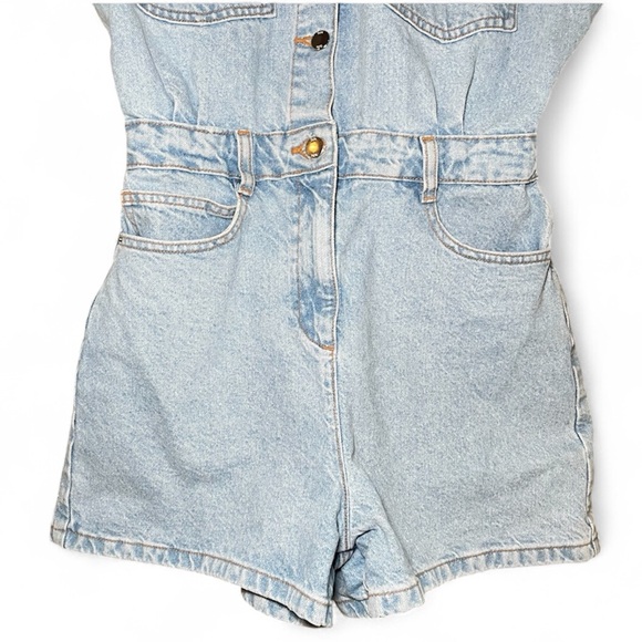 Zara Denim Short Sleeve Button Up Romper - Picture 7 of 16